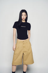 25SS COLOR LOGO HEM LINE CROP SHORT SLEEVE T-SHIRT BLACK