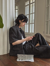 Merid pintuck wide slacks