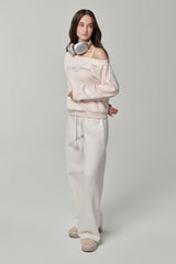 09 Numbering straight pants, White