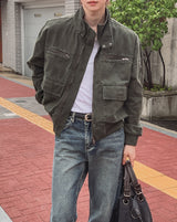 Kroven Vintage Zipper Crop Field Jacket