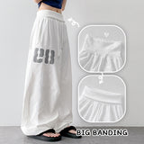 89ハイウエストベンダブルストリングワイドパンツ ジョガー＆ワイドフィットスウェットパンツ(2 colors)