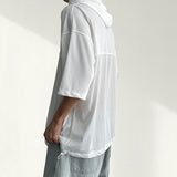 Cool Air Mesh Mix Boxy Fit Hooded Short Sleeve (4 colors)