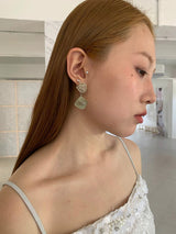 Mint stone silver ball drop earrings