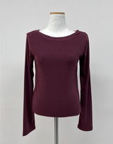 Boat Neck Tension Long Sleeve T-Shirt