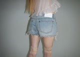 orange destroyed shorts