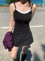 Triming Lace Ribbed Modal Sleeveless Top (4c)