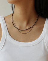  [Silver 925] Black Glitter Necklace