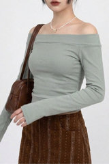 RIBBED HEM OFF-SHOULDER TEE (3COLORS!)
