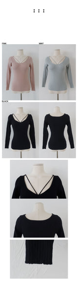 FUZZY V-STRAP KNIT TOP (PINK)