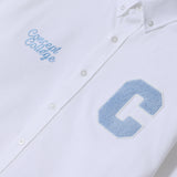 Sky Blue C patch Oxford Long-Sleeved Shirt / White [Unisex]
