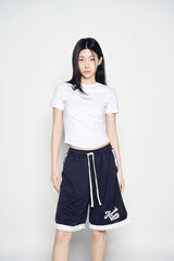 25SS BASIC LOGO HEM LINE CROP SHORT SLEEVE T-SHIRT WHITE