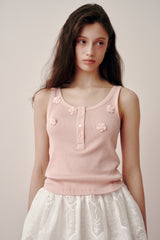 Beads Lip Sleeveless (Cream)