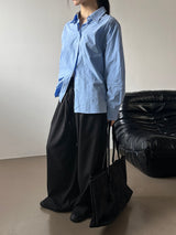 Drape wide banding slacks(2color)