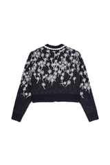 フラワーウールカーディガン [Navy]