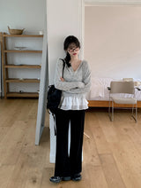 #Wish Eyelet Hood Wave Knit Cardigan (3color)