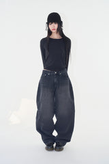 Darnel curved denim pants