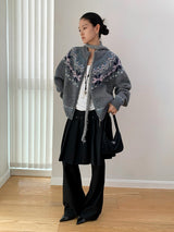 Winter Cozy No Collar Knitwear Zip-Up Cardigan