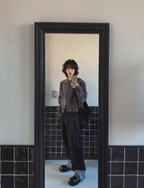 Lining roll-up balloon fit raw denim