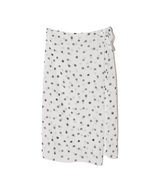 WHITE DOTTED LAYERED WRAP LONG SKIRT