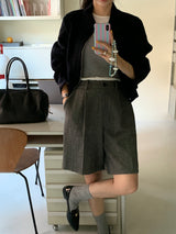 [MADE] Fidic Wool Herringbone Bermuda Pants