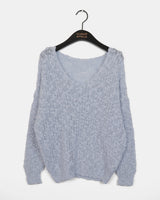 chope snowflake wool loose-fit boat neck boukle knitwear