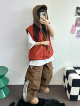 FLEECE LAYERED VEST ZIP UP💚💙🖤🧡4COLOR