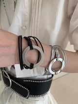O ring leather bangle(2color)