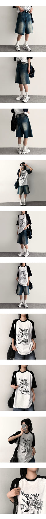 Eddy Hem Cutting Bermuda Denim Shorts