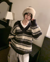 Poening Brush Stripe V-Neck Knit