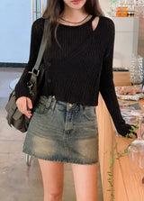 #Wrap Button Layered Knit (3color)