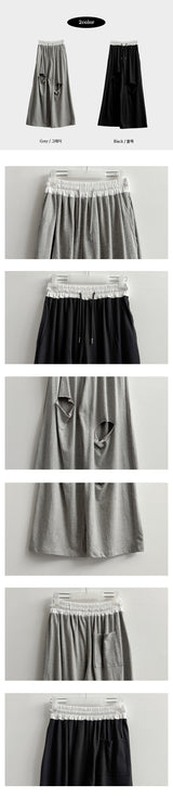 Bimbe color banding ダメージカッティング トレーニングワイドパンツ