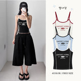 Sweet color lettering sleeveless top (3 colors)