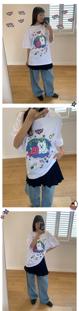 キャット&ドッグインスイートホームTシャツ - ホワイト