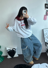 ハイクオリティ💍💎 リップバルーンパラシュートデニムパンツ 🤎2 サイズ