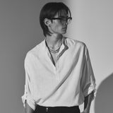 linen concho roll up shirt white