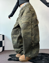 CARPENTER MILITARY HIP DAMAGE PANTS 🤎💚🩶3COLOR/2SIZE