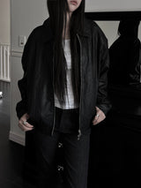 scratch leather collar jacket (unisex)