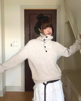 Choru High-Neck Button Knit