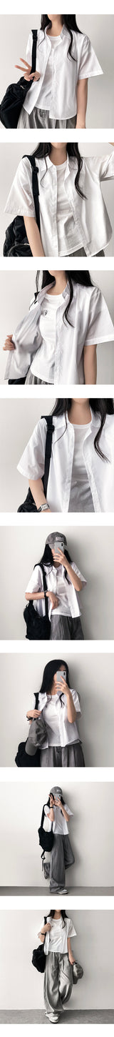 モンラン無地クロップドショートスリーブTシャツ