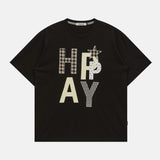 ハッピー パッチワーク ハーフスリーブ Tシャツ