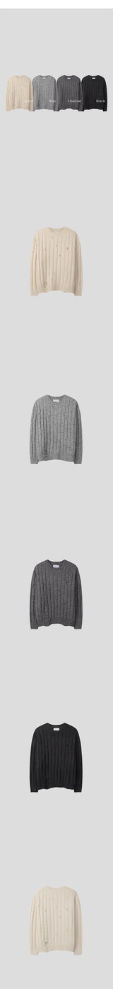 [F/W] Wool blend damage knit(4color)