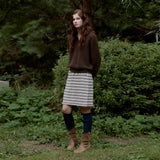 Multi Stripe Jersey Skirt_Navy