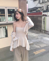 wave asymmetric flare knit cd + top set