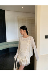 Lily frill shirring lace skirt
