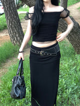 Jelly Shirring Long Skirt