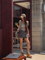 vintage multi-pocket short pants