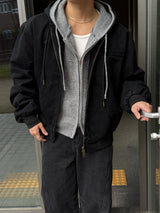 Field denim hood zip-up