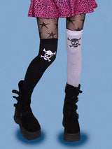 skull black&white knee-socks