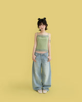 Pink lace sagging denim 