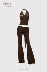ドット ホルター カーディガン フレア トレーニング セットアップ (PANTS)